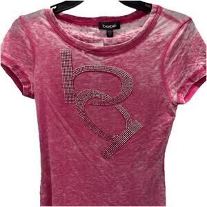 Bebe T-shirt interlocking bb burn pink light weight Small